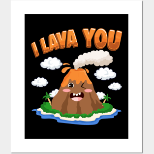 Funny I Lava You Volcano Valentine's Day Pun Posters and Art